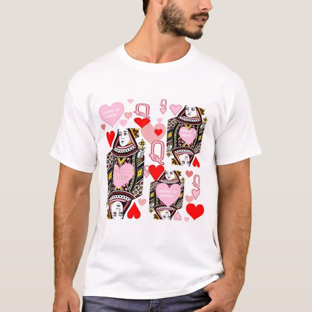 T-SHIRT REINE ROUGE ET ROSE D'ART DE CASINO DE COEURS (Devant)