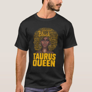 T-shirt Reine Taureau Femme Noire Cheveux Naturels Afro Af