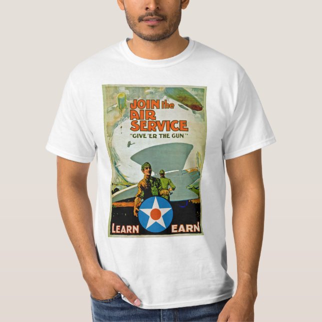 T-shirt Rejoignez Le Service Aérien ~ Donnez Er Le Canon (Devant)