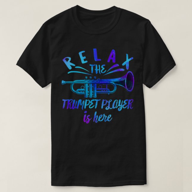 T-shirt Rela Le Joueur de trompette est ici Musicien Ensei (Design devant)