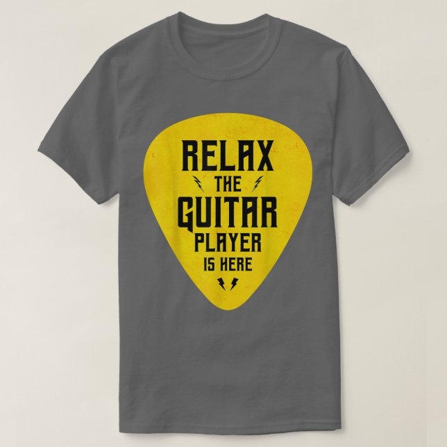 T-shirt Rela the Guitar Player Is Here Funny  (Design devant)