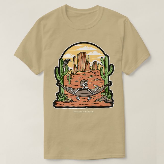 T-shirt Relâché jusqu'à Squelette mort dans un hamac dans  (Design devant)
