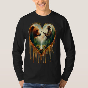 T-shirt Relation entre l'ours grizzli chasseur et le cerf