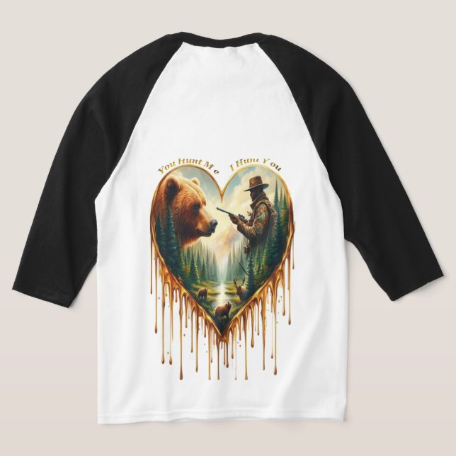 T-shirt Relation entre l'ours grizzli chasseur et le cerf (Couchage Retour)
