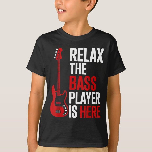 T-shirt Relax The B Player Is Here Retro Guitar Musician F (Devant)