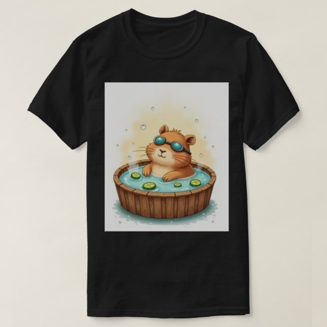 T-shirt Relaxation du capybara dans un bain à remous avec  (Design devant)