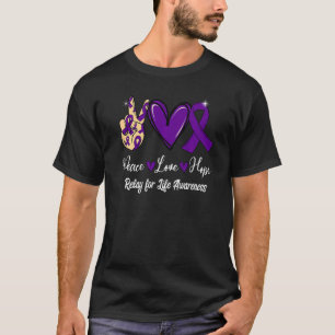 T-shirt Relay for Life Awareness Peace Love Hope Purple Ri