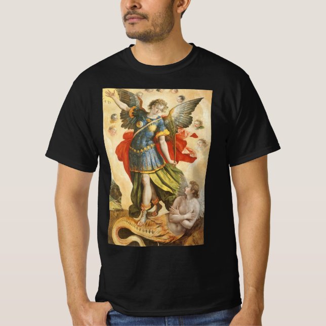 T-shirt Religieux vintage, Saint Michel vainc Lucifer (Devant)