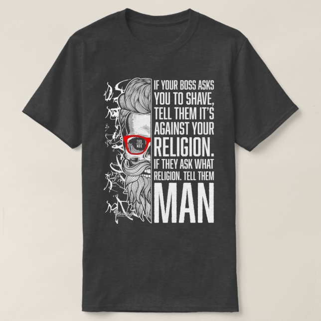 T-shirt Religion de l'homme à la barbe (Design devant)