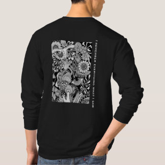 T-shirt Remember - Black and White Surreal Botanical Art