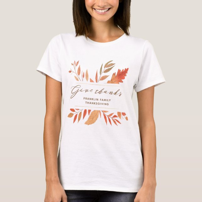 T-shirt Remerciements Feuilles Automne Thankgiving (Devant)