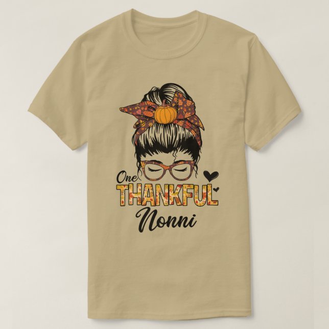 T-shirt Remerciements Nonni Funny Messy Bun Automne Thanks (Design devant)