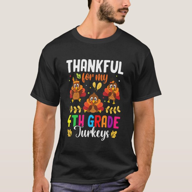 T-shirt Remerciements Pour Mon Enseignant De Dindons De 4E (Devant)