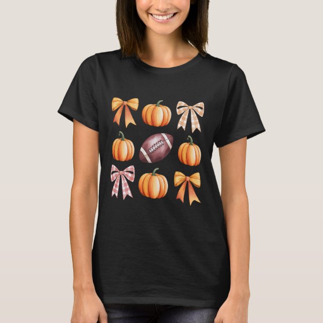 T-shirt Remerciements Retro Coquette Bow Citrouille de foo (Devant)