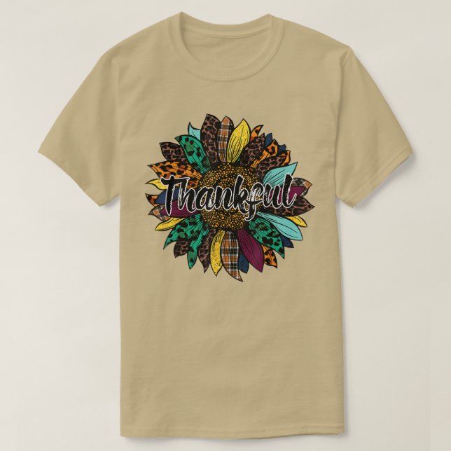 T-shirt Remerciements Thanksgiving Autumn Leopard Sunflowe (Design devant)