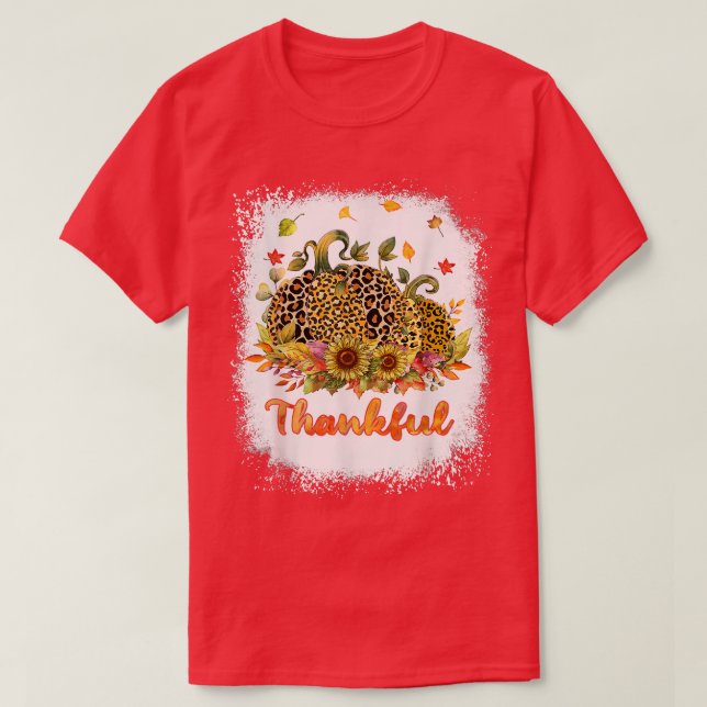 T-shirt Remerciements Thanksgiving Autumn Leopard Sunflowe (Design devant)