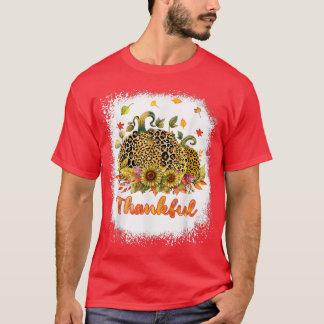 T-shirt Remerciements Thanksgiving Autumn Leopard Sunflowe