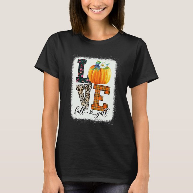 T-shirt Remercier Citrouille Empreinte de léopard Automne  (Devant)