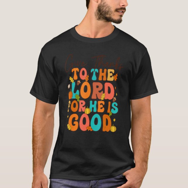 T-shirt Remerciez le Seigneur car il est bon Rétro Merci (Devant)