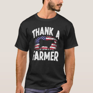 T-shirt Remerciez Un Fermier Drapeau Américain USA Fier Fe