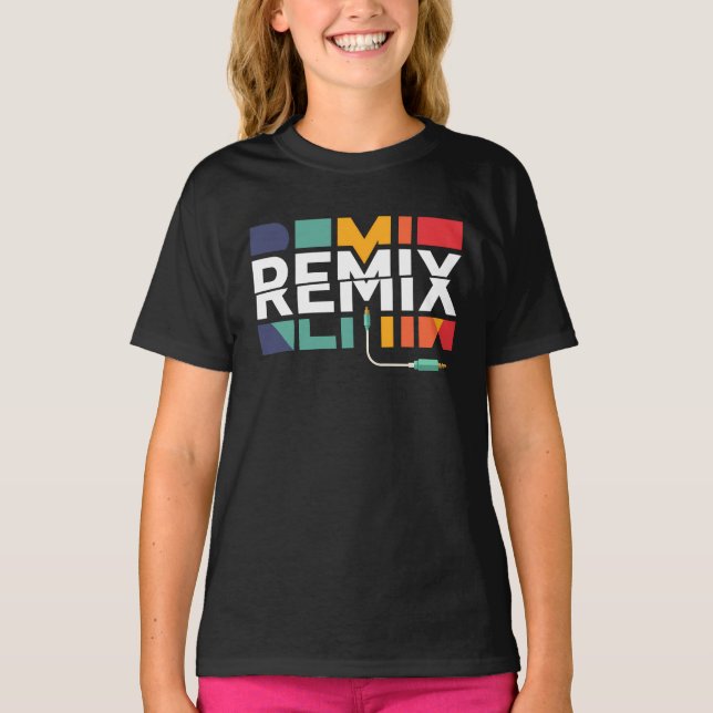 T-shirt Remix Audio | DJ Music Retro Geometric Graphic (Devant)