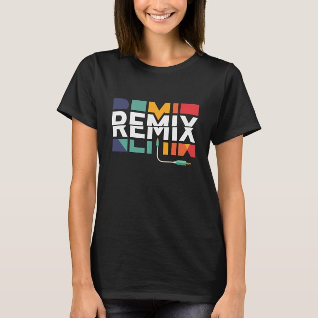 T-shirt Remix Audio | DJ Music Retro Geometric Graphic (Devant)
