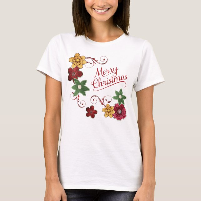 T-shirt Remous floral lumineux de Noël (Devant)