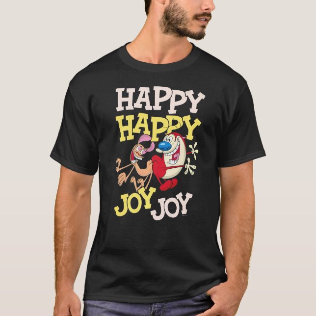 T-shirt Ren Et Stimpy Happy Joy Joy Joy Dance (Devant)