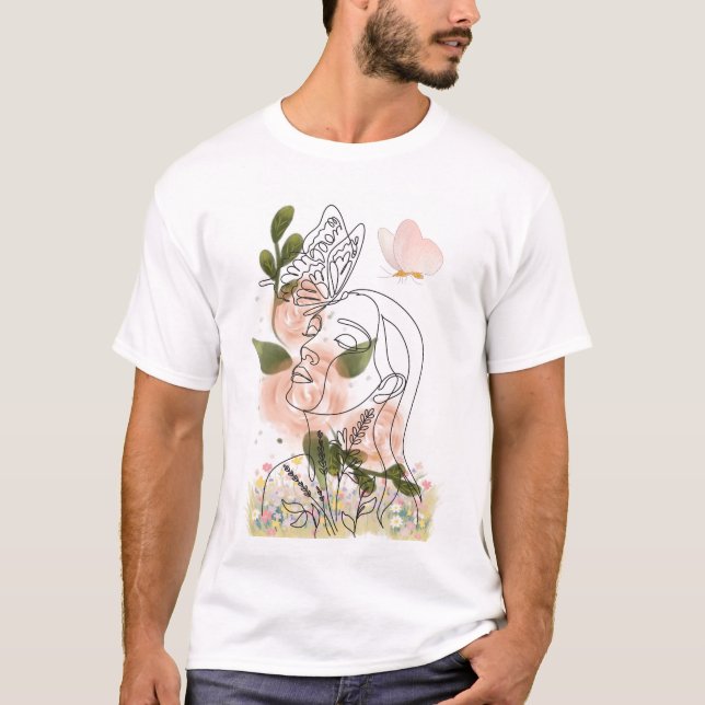 T-shirt Renaissance florale – visage & papillon (Devant)