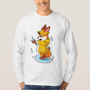 T-shirt Renard à la pluie avec gouttes de pluie