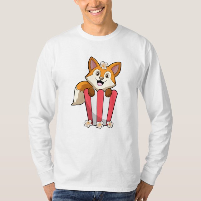 T-shirt Renard à manger avec Popcorn (Devant)