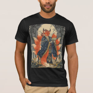 T-shirt Renard à neuf queues Kitsune Art de la mythologi