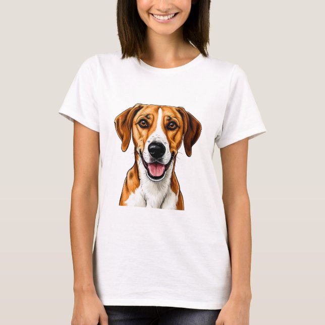 T-shirt Renard anglais Chien Expression lumineuse et heure (Devant)