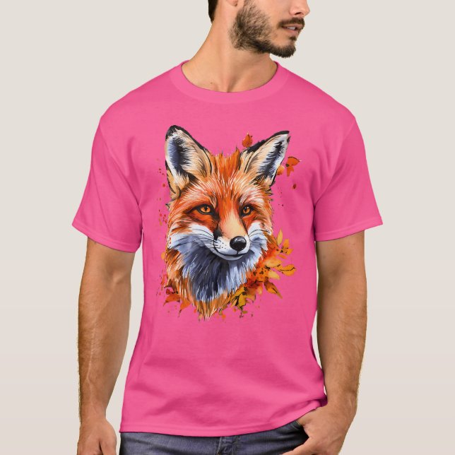 T-shirt Renard aquarelle d'automne (Devant)