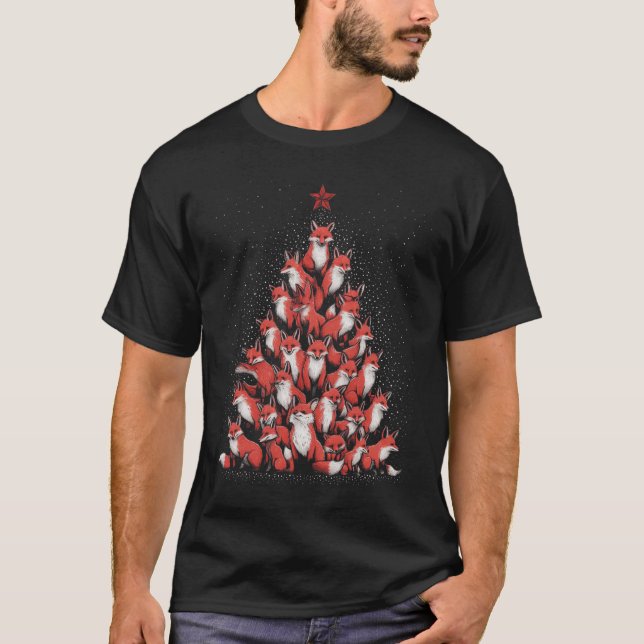 T-shirt Renard Arbre de Noël Fox Xmas Arbre Femmes &amp; G (Devant)