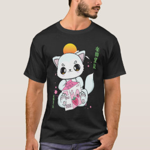 T-shirt Renard Arctique Avec Lait De Fraise Et Thé De Boba
