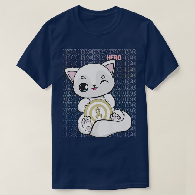 T-shirt Renard Arctique Avec Ruban Kawaii Pour Le Cancer D (Design devant)
