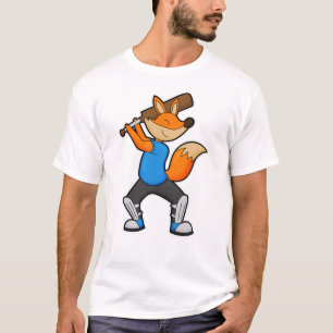 T-shirt Renard au cricket avec chauve-souris de cricket