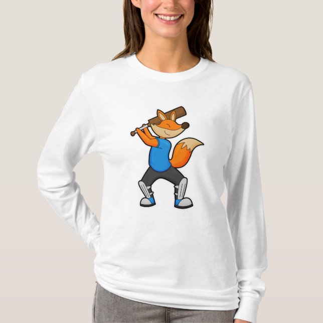 T-shirt Renard au cricket avec chauve-souris de cricket (Devant)