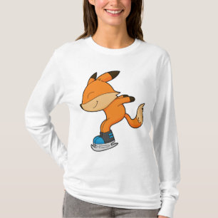 T-shirt Renard au patinage sur glace avec patins sur glace
