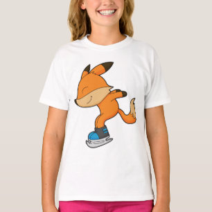 T-shirt Renard au patinage sur glace avec patins sur glace