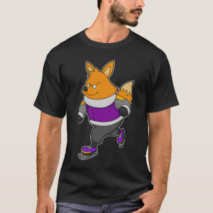 T-shirt Renard au patinage sur glace avec patins sur glace