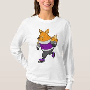T-shirt Renard au patinage sur glace avec patins sur glace