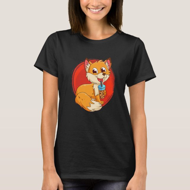T-shirt Renard avec bubbel thé bubbeltea fox enfants 2 (Devant)