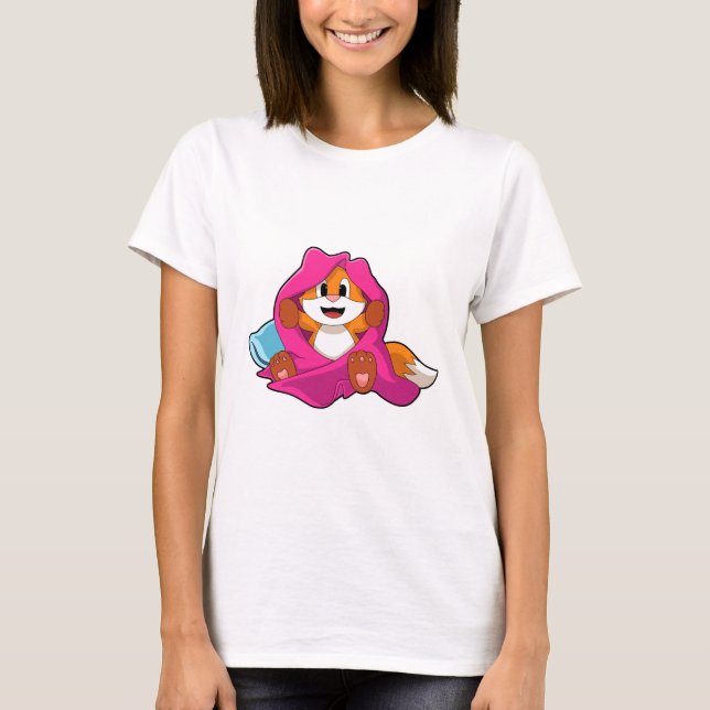 T-shirt Renard avec Coussin et couverture (Devant)