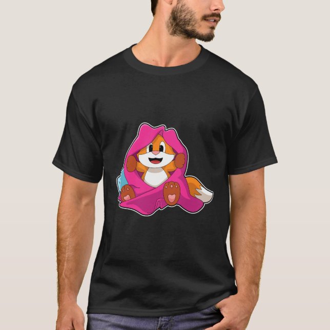 T-shirt Renard avec Coussin et couverture (Devant)