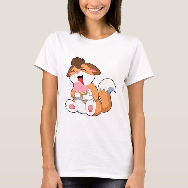 T-shirt Renard avec crème glacée fraise (Devant)