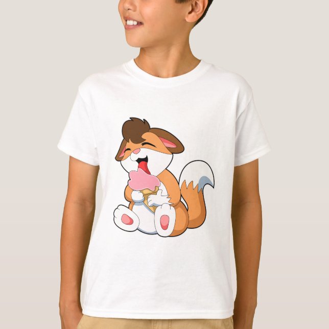 T-shirt Renard avec crème glacée fraise (Devant)