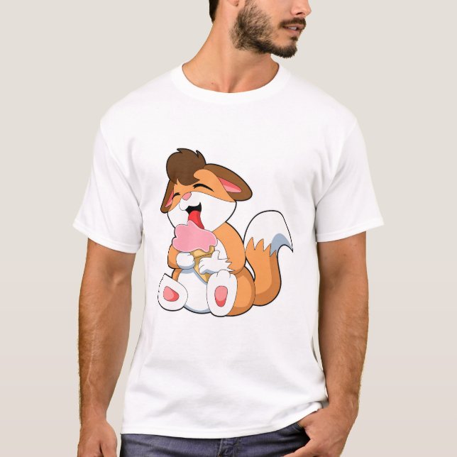 T-shirt Renard avec crème glacée fraise (Devant)