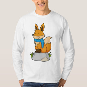 T-shirt Renard avec Écharpe sur Rocher